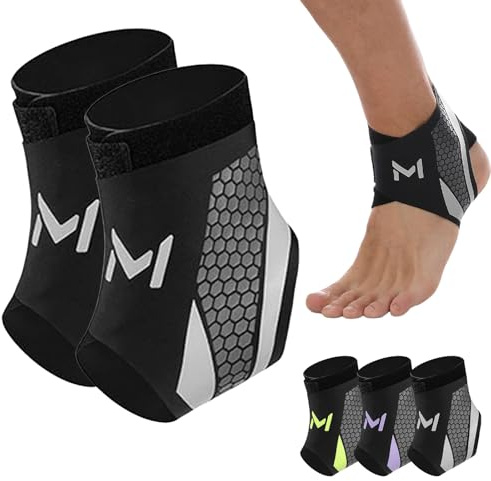EvostepsSport Ankle Brace, einstellbare Kompression Ankle Sleeve, atmungsaktiv EvostepsAnkle Support für Laufen und Sport, verstauchte Knöchel Schiene Wrap (Black,2pcs)