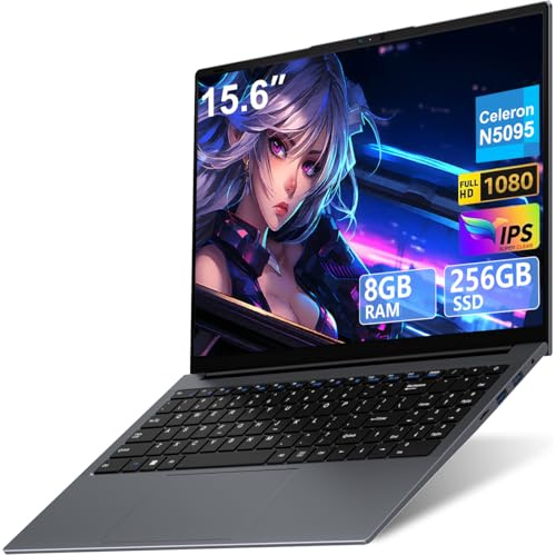 2026 Ordenador Portátil 15,6 Pulgadas Celeron N5095 Win11 Pro 8GB 256GB SSD | Expansión 1TB 5G WiFi FHD BT4.2 2,9 GHz HDMl USB 3.0 Portatil con Ratón Inalámbrico y Teclado Español Membrana - Gris