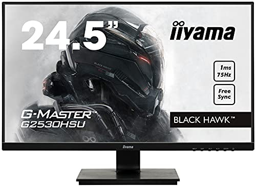 iiyama G-Master G2530HSU-B1 24.5 Inch TN LCD, 75Hz, 1ms, FreeSync , Full HD 1920x1080, 250 cd/m² Brightness , 1 x HDMI, 1 x DisplayPort, 1 x VGA, 2x USB, 2 x 2W Speakers