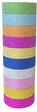 toymy Toy 10pcs Glitter Washi Tape Set monocolore decorativi DIY Tape Kit – Colore casuale