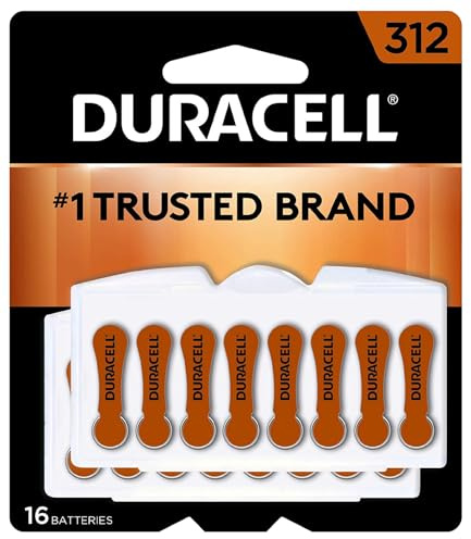 Duracell - Hearing Aid Batteries Size 312 (brown) - long lasting battery with EasyTab for ease of installation - 16 count (Pack of 6)