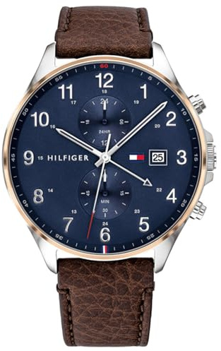 Tommy Hilfiger Herren Analoger Quarz Uhr mit Leder Armband 1791712
