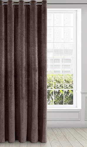 Eurofirany RIA Blickdicht Samtvorhang mit Ösen -1 STK. Einfarbig Thermogardine, Verdunklungsgardine, Wohnzimmer, Schlafzimmer, Lounge, 290 g/m2, 140x250 cm, Braun