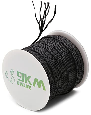 9KM DWLIFE 100% Kevlar Braided Line 50lb-1000lb,Multipurpose Braided Cord Utility Rope Kite line/Camping Cordage/Fishing Tackle Assist/Model Rocket Heat and Cut Resistant Black