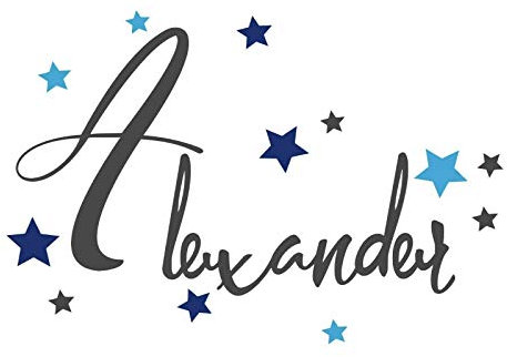 tjapalo® pk265-3 Wandtattoo junge Name kinderzimmer türschild Jungen Wandtattoo Name Jungenzimmer sterne 45x27cm