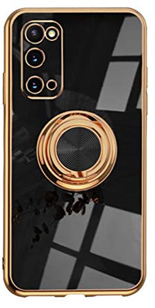 Handyhülle Kompatibel mit Samsung Galaxy S20 Hülle Silikon TPU Ultra Dünn Case mit 360 Grad Ring Ständer Bumper Schutzhülle Fingerhalter Magnetische Autohalterung Stoßfest Cover (Schwarz)