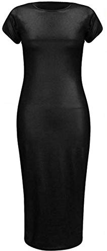 Candid Styles Womens Ladies Wet Look PVC Faux Leather Mini Midi Maxi Peplum Skater Skirts 8-26 (24-26, Cap Sleeve Midi)