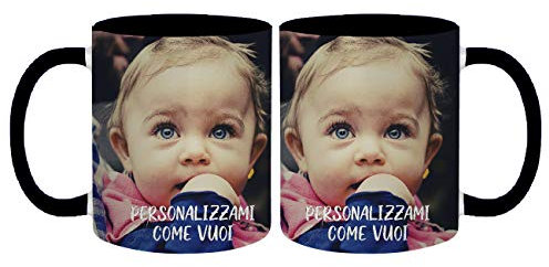 My Custom Style 2 Tazze Ceramica Personalizzate, Interno e Manici Nero