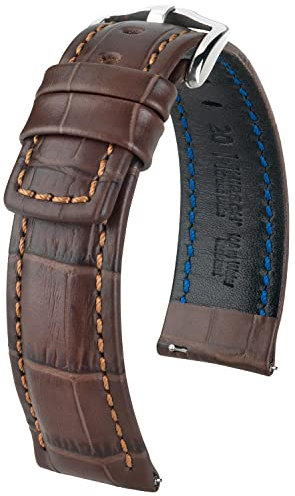 HIRSCH Uhren-Band Grand Duke L - modisches Premium-Lederband für Deine Armbanduhr - Braun - 20 mm