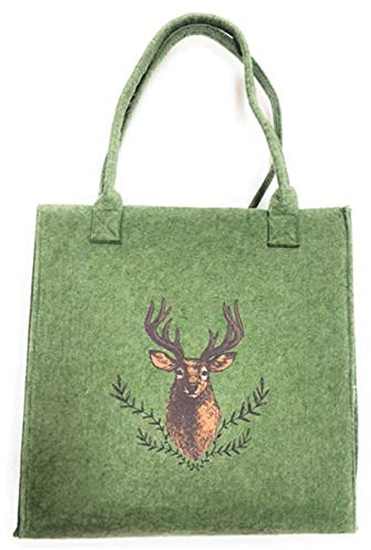 Boltze Home Filztasche Shopper Rudolf olivgrün 42cm x 20cm Landhaustasche Hirsch