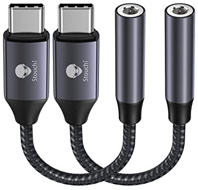 Stouchi Adapter USB C auf Klinke, 2er-Pack USB Typ C auf 3,5 mm Kopfhörer Adapter Aux Audio Dongle,Hi Res DAC Chip,Kompatibel mit i-Phone 15 Pro/Max,Samsung Galaxy S23 S22 S21,Pixel 8,Pad Mini,Huawei