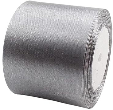 23m Satinband Geschenkband Grau 75mm Breit,Trauer Band Grau Schleifenband Satin Dekoband Geschenkverpackung Deko Band Stoffband für Halloween Weihnachten Hochzeit Taufe Geburtstag DIY-Handwerk