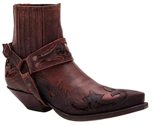 ORANDESIGNE stivali alti per gli uomini vintage stile cowboy western stivali lunghi stivali da equitazione casual stivali da moto moda all'aperto moda slip on slip equestrian scarpe G Rosso 43 EU