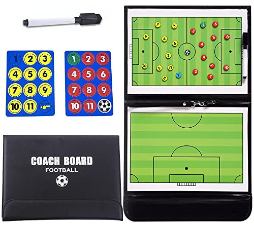 Taktiktafel Fußball Zubehör, Tragbar Trainer Taktikmappe Fußball Coachen Trainer Taktikfolie Fussball Basketball Faltbares Fußball Magnetic Taktikbrett Coach Board mit Marker Stift Radiergummi