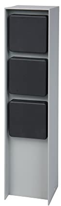 BOLD 19554 Abano Aussen-Steckdose-Garten (Steckdosen-Säule) mit 3-Fach Stecker in Hellgrau (IP44 Outdoor Energie-Säule | 3680 Watt | eckig | Einfache Montage | Plastikfreie Verpackung)