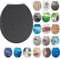 SG Traders® Toilet Seat with Soft Close - Wooden Toilet Seat Cover with Zinc Alloy Hinges, Comfortable Toilet Seat Covers with Colorful Designs Easy to Install, Assembly (Black)