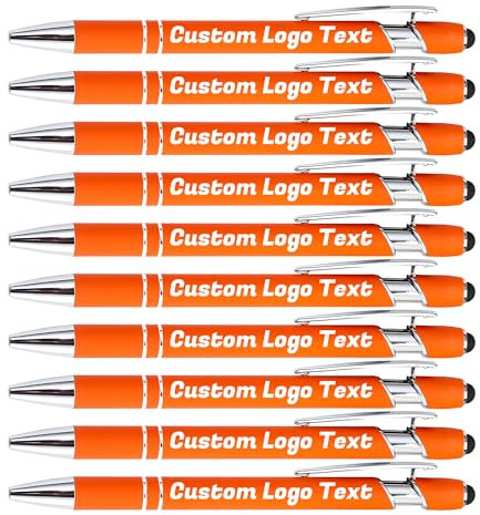HEYZARDA Kugelschreiber mit Gravur Kugelschreiber Personalisiert mit Namen Text Logo Orange 100 Pcs