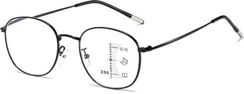 Lanomi Gleitsichtbrille Damen Herren Progressive Multifokus Lesebrille Blaulichtfilter Metall Dünner Rahmen Lesehilfe Anti Blaulicht multifokal Brille Schwarz Gleitsichtbrille 2.5