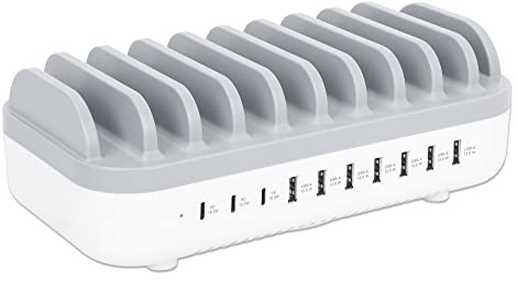 Manhattan 10-Port USB Power Delivery-Ladestation 120 W weiß/grau