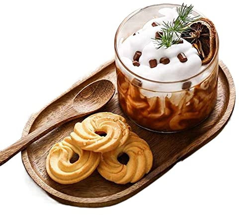 RAZZUM Bandeja de comida Bandeja de madera Bandeja ovalada de madera de acacia Plato de postre de madera Plato de pastel Platos especiales Bandejas de comida