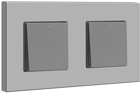 BSEED Double Interrupteur Mural 1 Gang 1 Voie,Interrupteur Encastrable Moderne Gris,10A Interrupteur à Bascule avec Panneau en Plastique,Interrupteur d'Éclairage pour la Salle de Bains-157mm