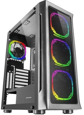 Mars Gaming MC-NEO, Torre Gaming XXL E-ATX, Finestra Frontale e Laterale Vetro Temperato, 4 Ventole ARGB 120mm + Ventola 120mm, Sistema CPU Freezer, Nero