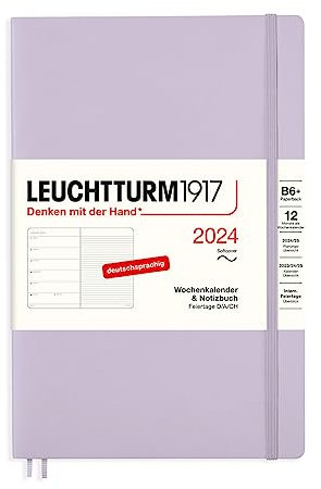 LEUCHTTURM1917 367807 Wochenkalender & Notizbuch Paperback (B6+) 2024, Softcover, Lilac, Deutsch, 12 Monate
