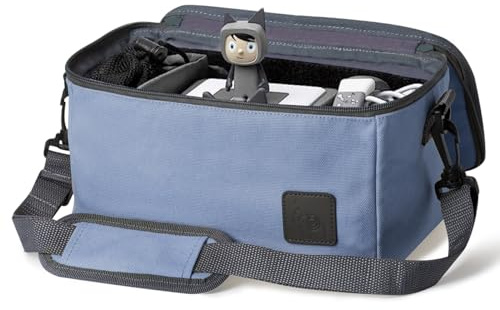 fantifant Musikbox Tasche für Tigerbox oder Toniebox Tasche für Box und Figuren – Flexible Innenfächer - Limitierte Spezialedition mit natürlicher Baumwolle – taubenblau