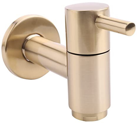 caapmony GebüRstetes Gold Rundes Kupfer Wand Waschmaschine Wasserhahn Mopp Pool Wasserhahn Garten Outdoor Badezimmer Wasserhahn