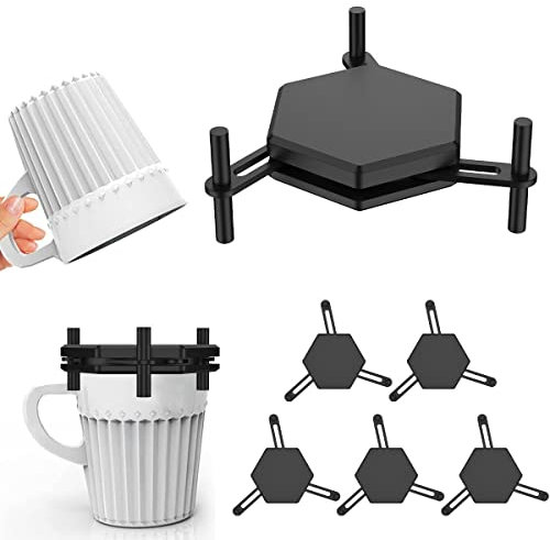 HAIJED 6Pcs Coffee Mug Holder, Stackable Coffee Cup Organizer, Adjustable Drinkware Stacker Organizer, Kitchen Cup Storage Organizer for Tea Cup and Coffee Mugs Save Space