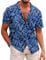 COOFADNY Chemise Homme Hawaienne Manche Courte Chemise à Fleurs Imprimé Plage Casual Vacances avec Poche Chemises d'Été Décontractées A-Bleu Saphir XL