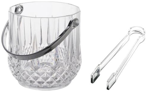 TOVINANNA Eiskübel Aus Glas Mit Griff Klarer Glaskübel Mit Edelstahlzange 5 * 4. Set Aus 7 Premium-Weingläsern Aus Dickem Glas Für Bars Und Unterhaltsame Partys
