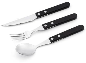 PEKJI Besteckset aus Edelstahl mit Holzgriff, Messer, Gabel und Löffel, Besteck, Küchenutensilien für zu Hause, einfaches Besteckset