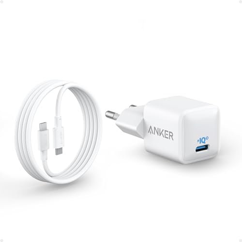 USB C Ladegerät 20W, Anker 511 Ladegerät (Nano), PIQ 3.0 Robustes kompaktes Schnellladegerät mit 180cm USB C Kabel, für iPhone 16/15 / iPad Pro