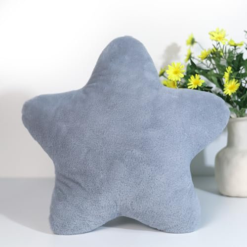 Herfair Kuschelkissen Kinder Sternkissen, Weiche Flauschige Sternform Zierkissen Sofakissen, Plüsch Kissen Dekokissen für Kinderzimmer Schlafzimmer Deko (Hellgrau,40 cm)