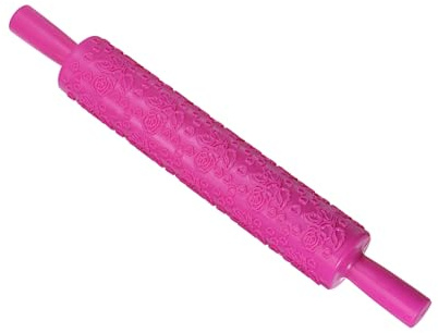 CoCud Prägemuster Nudelholz, 14,6 Länge, PP Kunststoff Rosenherz 3D Muster klare Textur ergonomischer Griff dekorativer Roller - (Anwendungen: zum Backen von Fondant DIY)