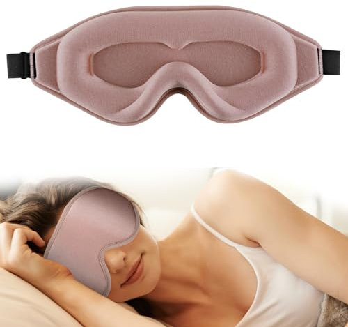 WLLHYF Schlafmaske aus Seide 3D-Stereo-Tiefschlaf-Augenmaske bequem verstellbar niedlich blockiert leichte Augenabdeckungen für Mann und Frau die die ganze Nacht schlafen (Roségold)