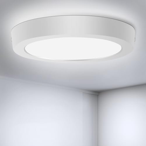 Litglobe LED Deckenleuchte Flach Rund,24W 2400LM Deckenlampe LED,6500K Kaltweiß LED Lampen Deckenlampen,IP44 Wasserdichte,Deckenlampe Panel für Schlafzimmer Badezimmer Wohnzimmer Keller Balkon,Ø223mm