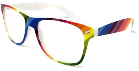 WS UK Adults Clear Lens Glasses - Unisex with UV400 Protection (Rainbow)