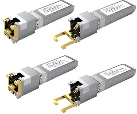 4PCS 10GBASE-T SFP+ RJ45 Copper Transceiver Module, Multi-Rate 1.25G/2.5G/5G/10G up to 30m - Compatible with TP-Link, Cisco SFP-10G-T-S, Ubiquiti UF-RJ45-10G, Netgear, Broadcom, Mikrotik and More