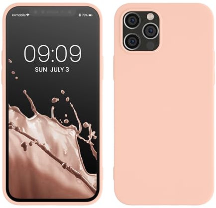 kwmobile Case Compatible with Apple iPhone 12 / iPhone 12 Pro Case - Soft Slim Protective TPU Silicone Cover - Pastel Peach