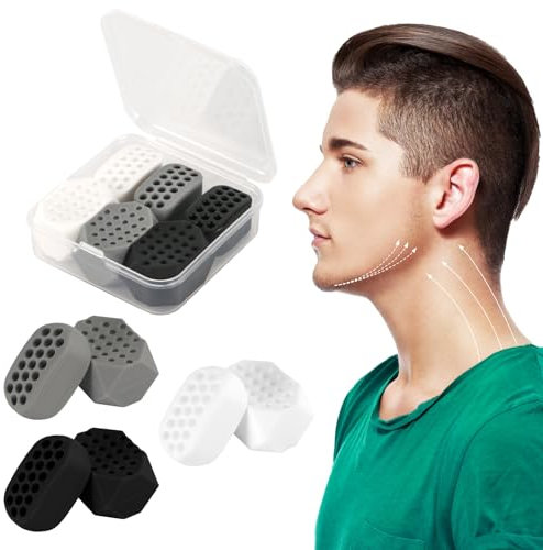 6pcs Jaw Exerciser, 2 Styles Silicone Jaw Muscle Strengthener with 3 Resistance Levels Jaw Trainer for Double Chin Removal Jaw Toner Chin Trainer Face Sculptor for Women Men(Black,Gray, White)