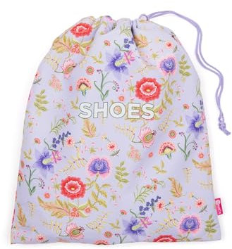 Miamica Schuhaufbewahrungstasche – 27,9 x 22,9 cm – niedliche Schuhtasche für Damen mit Inneneinteilung, schützt Gepäck – passend für 1–2 Paar Schuhe, Folklore Floral, SCHUHE