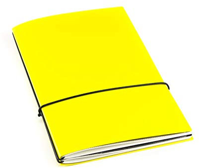 X17 Notizbuch A5, gelb; Vegan! sehr robust. Austauschbare Notizhefte (blanko, kariert) mit Doppeltasche, Made in Germany
