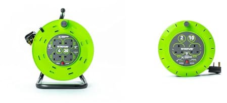 STATUS 4 Socket Cable Reel | 20m Green Extension Lead | 13A with Thermal Cut Out | Heavy Duty & 2 Socket Cable Reel | 10m Green Extension Lead | 13A with Thermal Cut Out | Heavy Duty