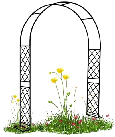 Arco per Rampicanti Arco Giardino per Glicine con Base, Arco per Piante Rampicanti Pergola in Acciaio Sostegno 140cm 180cm 200cm 220cm 240cm 280cm 310cm 350cm(Black,220cmx250cmx40cm)