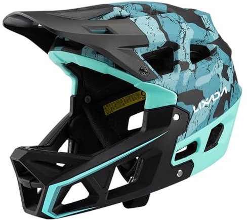 Lixada Casco de bicicleta de montaña de cara completa para adultos, casco de bicicleta de montaña para bicicleta de montaña