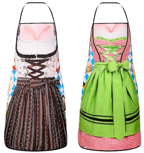 SEPGLITTER Oktoberfest Apron, Bavarian Oktoberfest Women's Dirndl Costume Outfit for Barbecue, Baking, Cook, Kitchen, Gifts, multicolor-womens b, 80 x 60 cm
