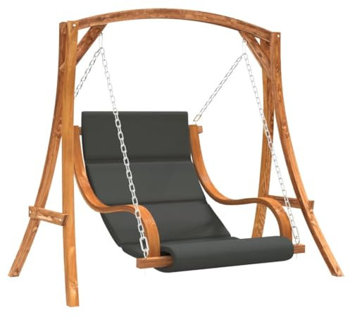 vidaXL Hollywoodschaukel, Gartenschaukel mit Auflage, Hängesessel für Garten Terrasse, Hängeschaukel Hängestuhl, Massivholz Fichte mit Teak-Finish
