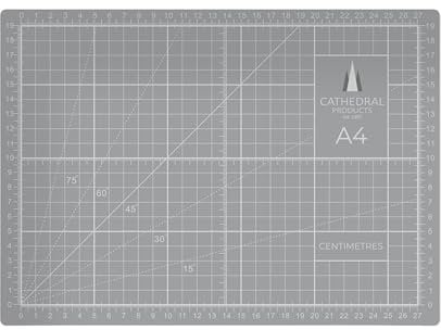 Cathedral Products A4 Double-Sided Self-Healing Cutting Mat | 3mm Thick | Metric and Imperial Grids | Grey